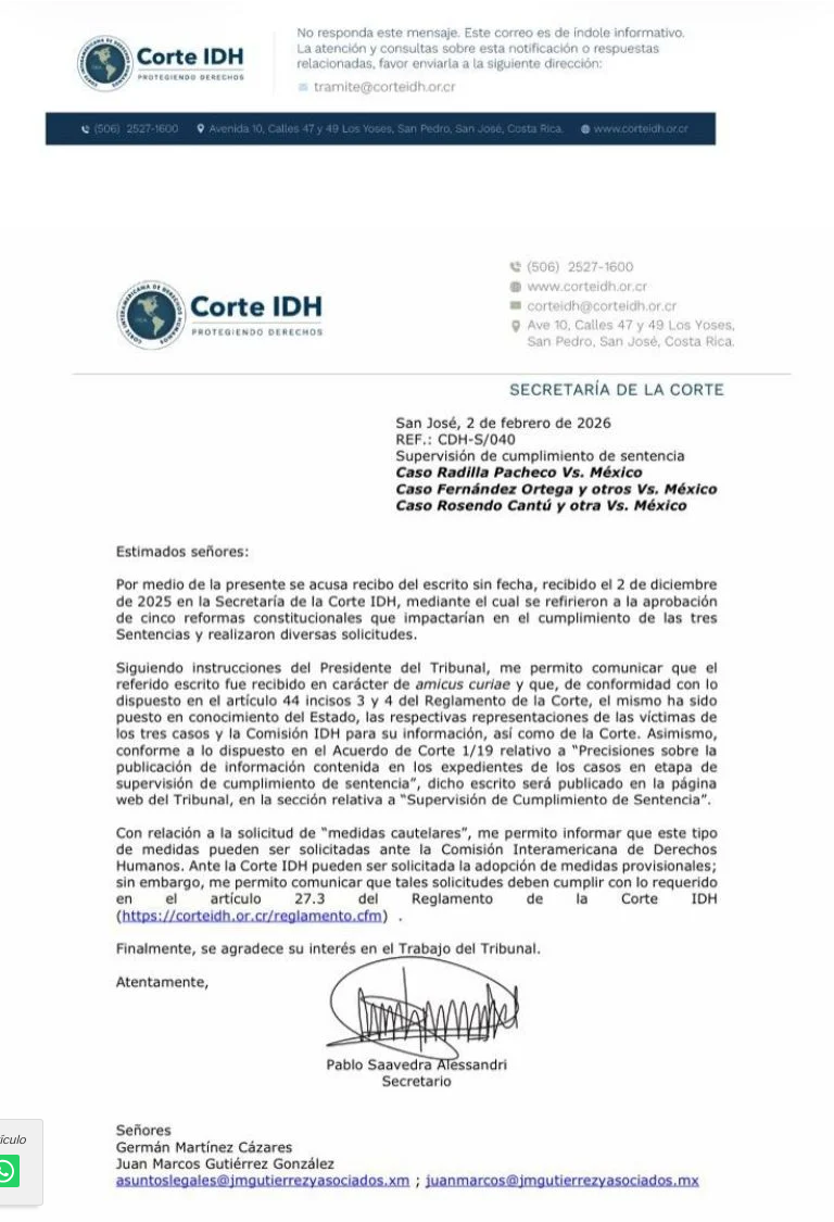 PAN logra admisión rápida de denuncia en CIDH contra reforma judicial; Germán Martínez advierte sobre posible suspensión de elección de jueces